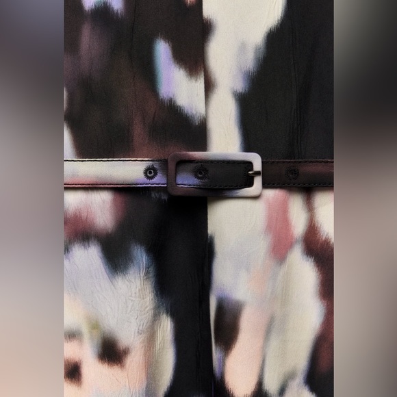 ZARA NWT Medium Abstract Floral Print Flared Hem Dress Fabric Belt MIDI Dress - Picture 8 of 15